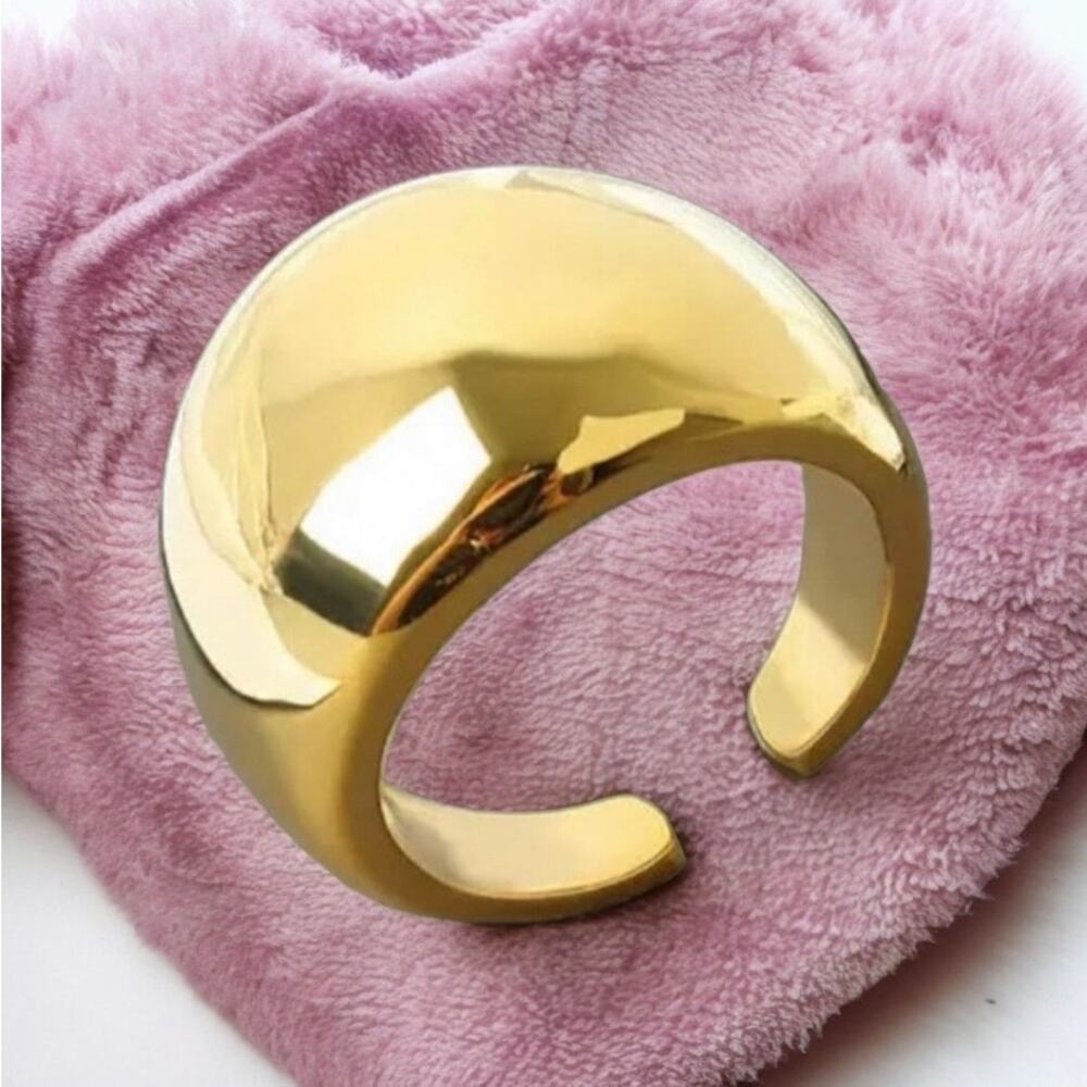 NEW 18K yellow Gold plated smooth dome adjustable chunky ring jewelry B21